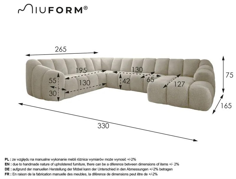 Sivá rohová pohovka (ľavý roh/do tvaru "U") Shell – Miuform