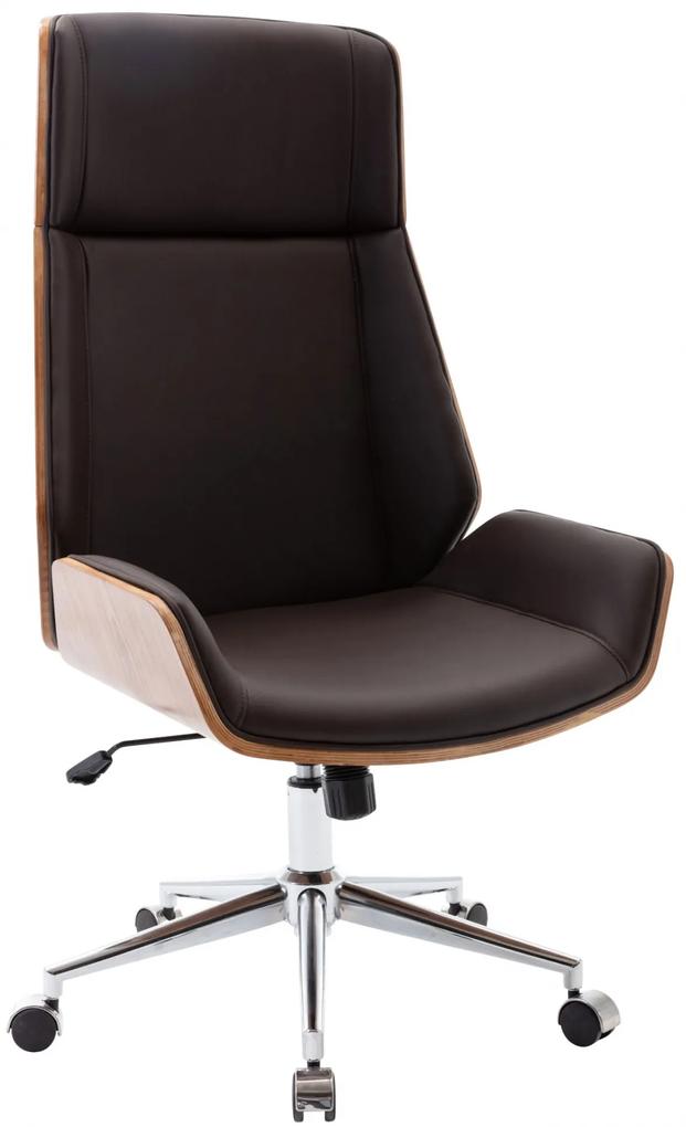 Kancelárska stolička Breda ~ koženka, drevo orech - Hnedá