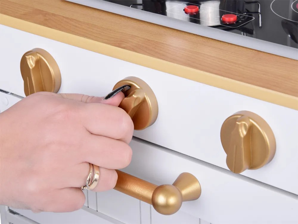 Elegantná biela drevená kuchyňa s príslušenstvom svetlo + zvuk ZA5387