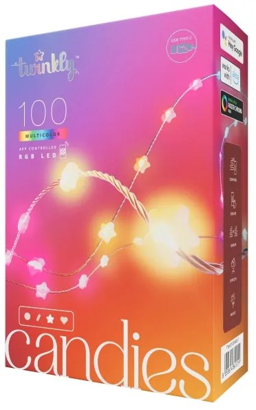 Twinkly TWKS100RGB-T - LED RGB Stmievateľná vianočná reťaz 100xLED 8 m USB Wi-Fi