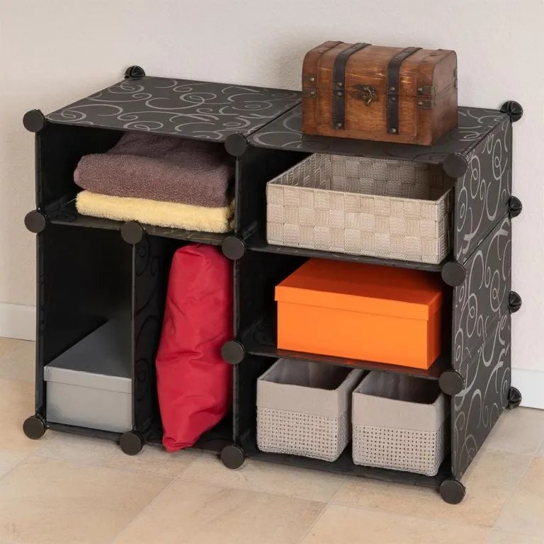 Divero 70658 Regál čierny - zásuvný systém