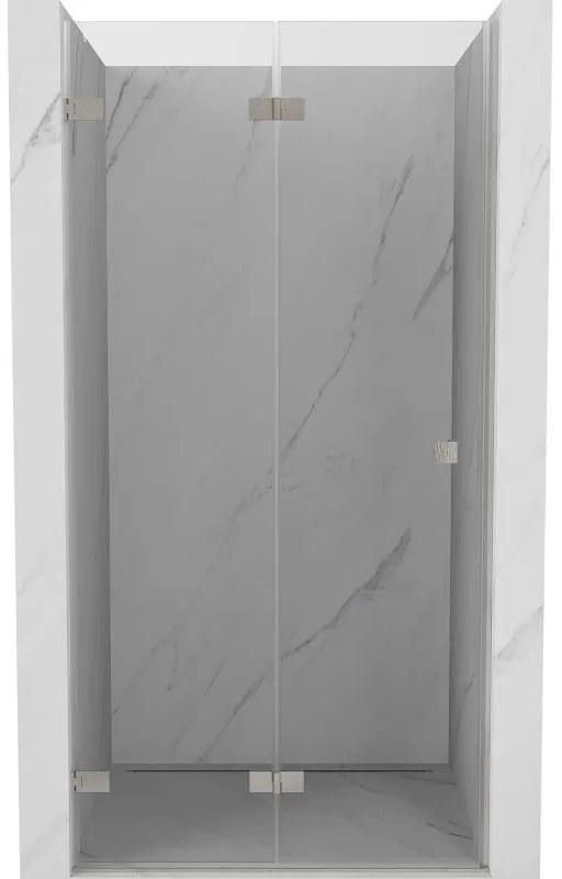 Mexen, Mexen Lunar-F skladacie ľavé sprchové dvere 90 cm, transparentné, brúsený nikel - 836-090-000-97-00-L