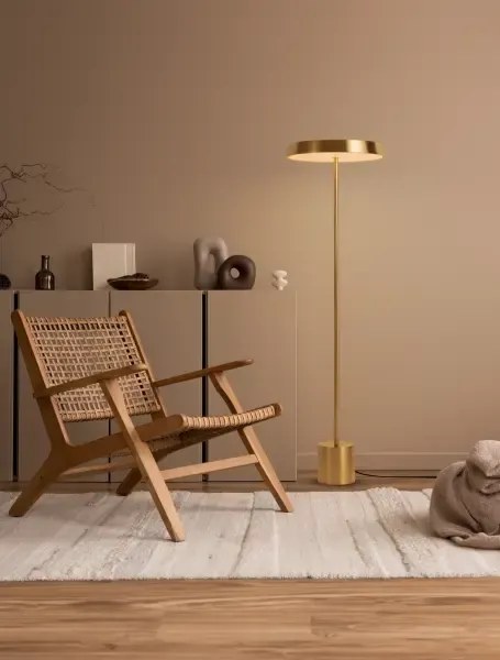 LED zlato-čierna stojaca lampa Vetro