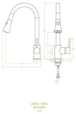 Laveo Daru, kuchynská batéria stojaca h-410, biela, LAV-BLD_669D