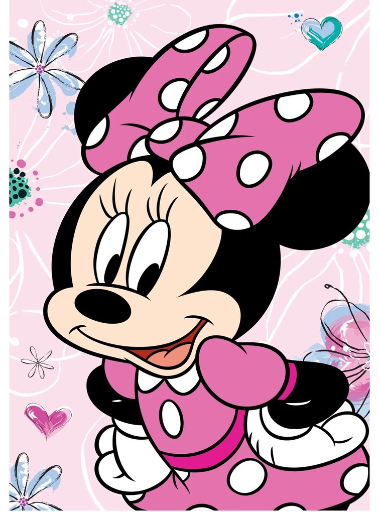 DETSKÁ FLEECOVÁ DEKA MINNIE 100X150 CM VZOROVANÁ
