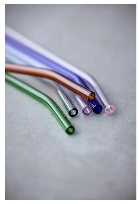 Sklenené slamky v súprave 4 ks s čistiacou kefkou – Lyngby Glas