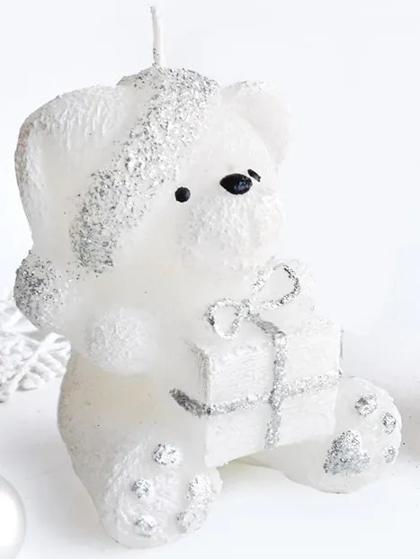 Parafínová sviečka TEDDY 15 cm biela