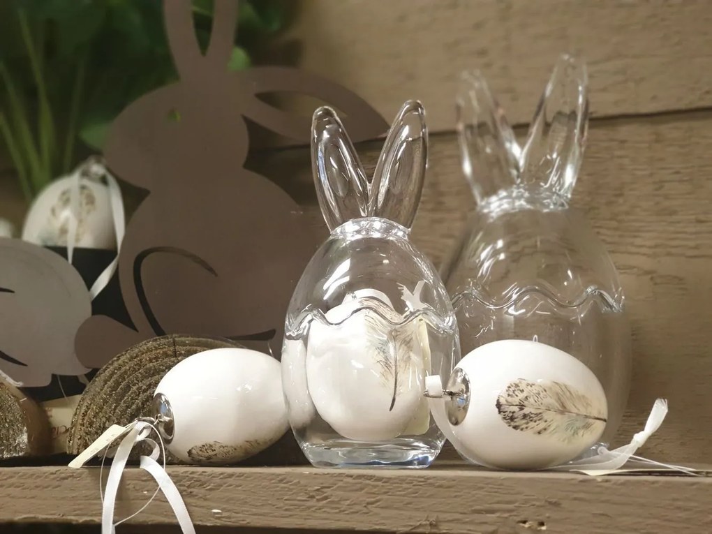 Sklenená dóza s vrchnákom v tvare vajca sa zajačími uškami - Ø 10 * 21 cm