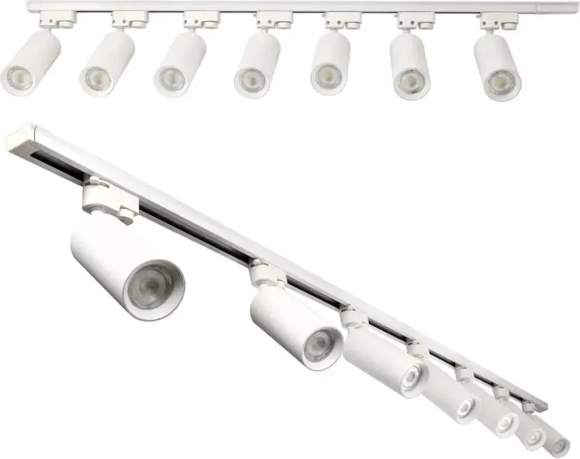 LED koľajnica 2m + 6x GU10 bodové žiarovky - sada