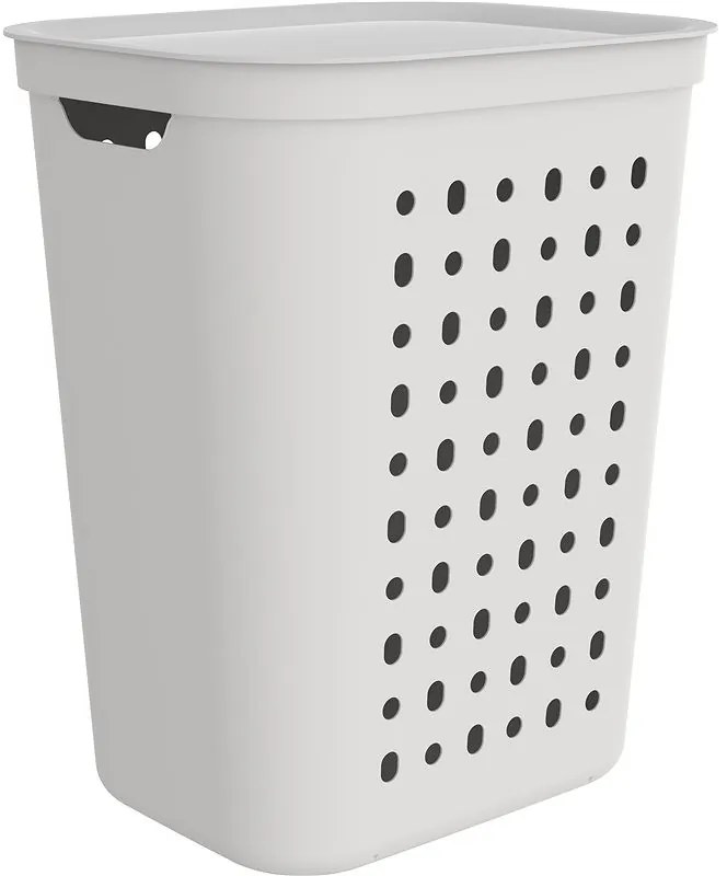 2. akosť - Kôš na špinavú bielizeň, na zber špinavého oblečenia, JONA, 55 l, biely (prasknutý plast okolo pántov)
