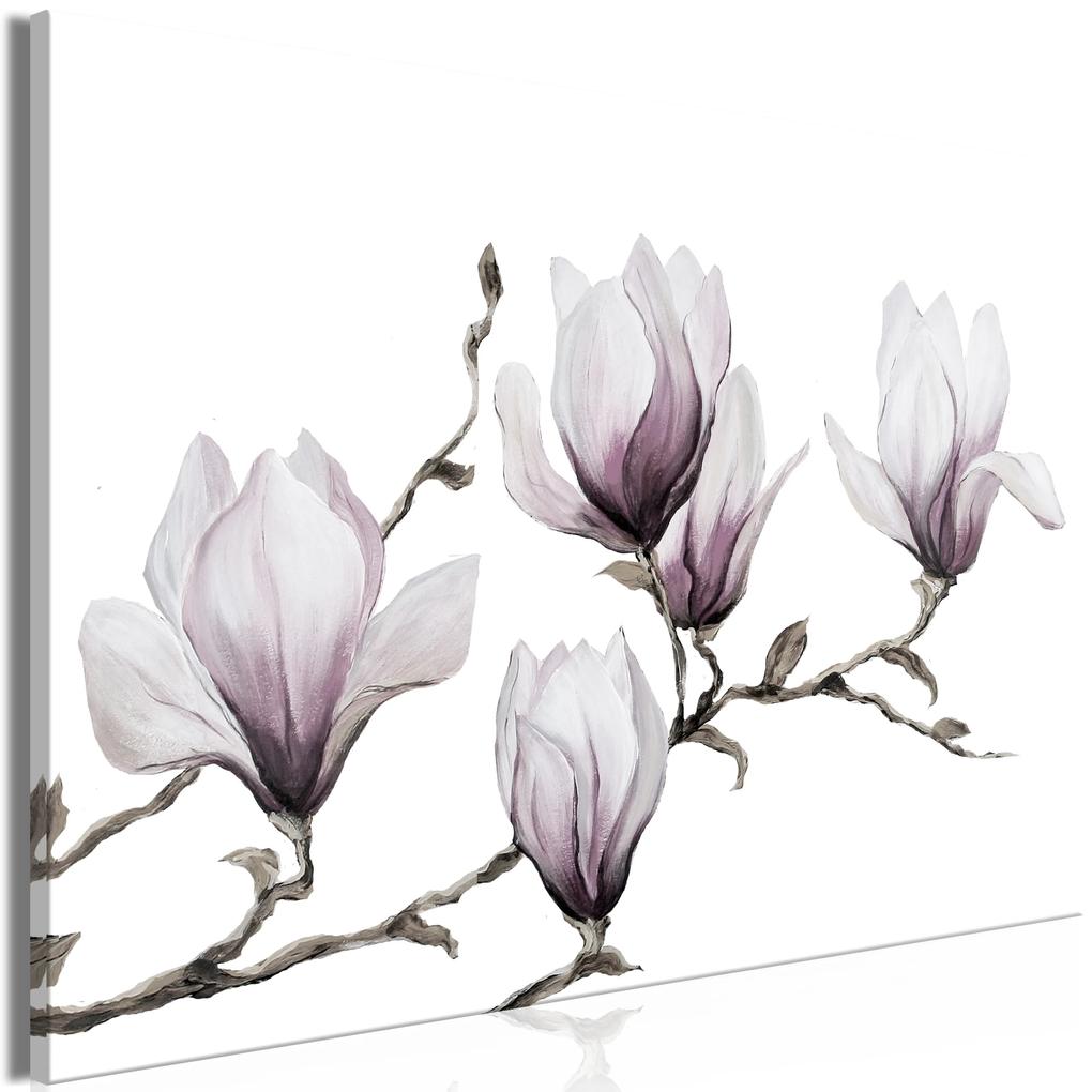 Artgeist Obraz - Painted Magnolias (1 Part) Wide Veľkosť: 120x80, Verzia: Na talianskom plátne