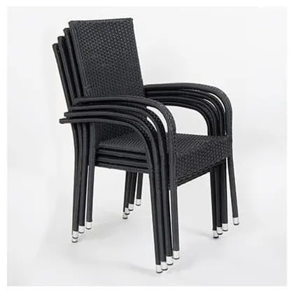 Záhradná jedálenská súprava pre 6 osôb s čiernou stoličkou Paris a stolom Viking, 90 x 205 cm