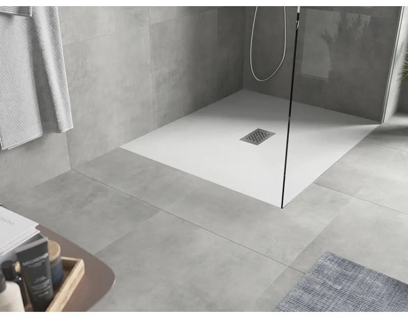 Mexen Hugo, obdĺžniková sprchová vanička SMC 110 x 100 cm, biela, oceľová krytka, 42101011-X