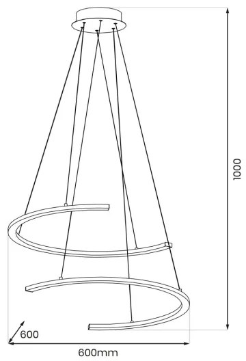 LED Luster na lanku DOUBLEMOON LED/30W/230V čierna