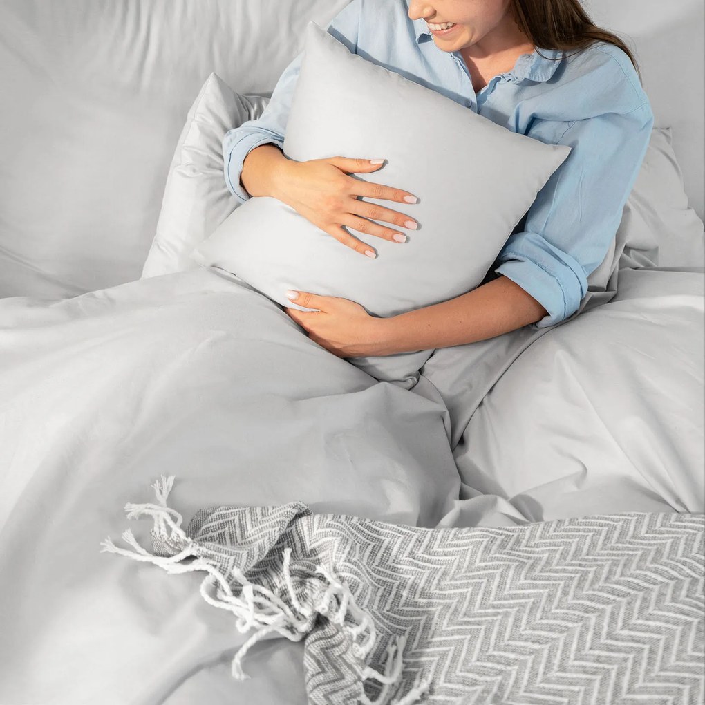 Goldea bavlnené posteľné obliečky - svetlo sivé 140 x 220 a 70 x 90 cm