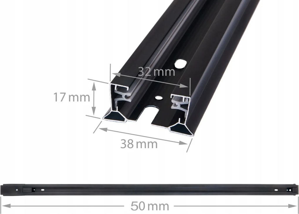 BERGE Koľajnica 50 cm pre bodové reflektory GU10 - čierna