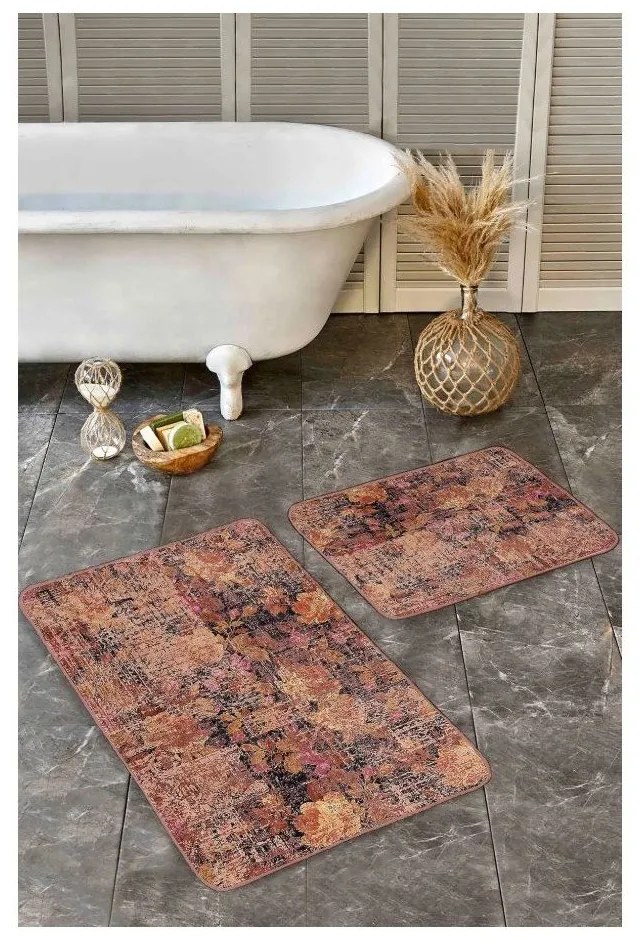 Hnedé zamatové kúpeľňové predložky v súprave 2 ks 60x100 cm – Mila Home