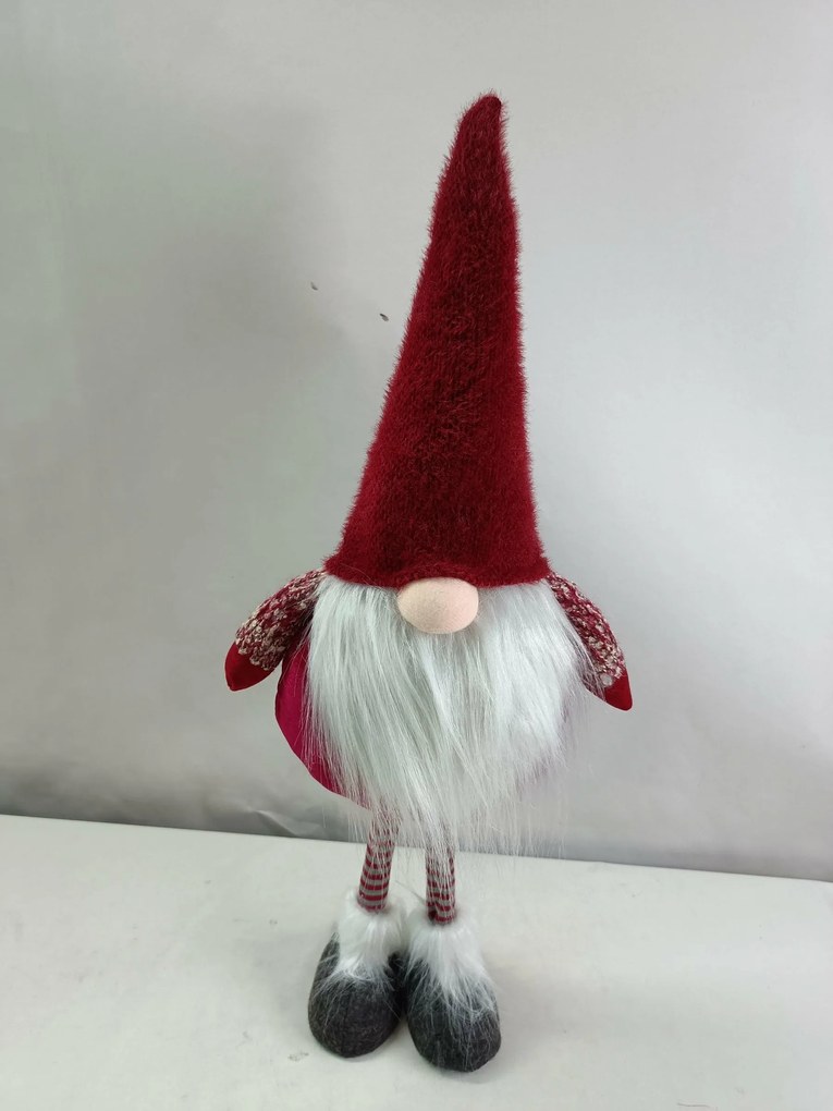 Vánoční skřítek ELFIE 64 cm červený/šedý