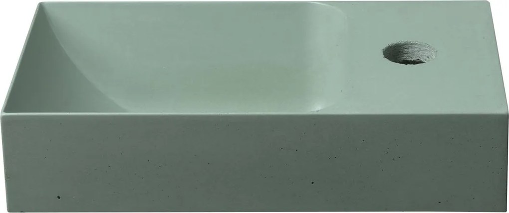 Sapho Sapho, PICCOLINO betónové umývadlo 30,8x17cm, batéria vpravo, zelená matná, PK30523