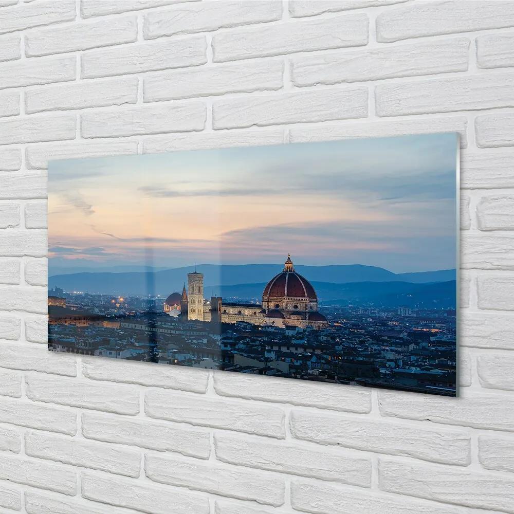 Sklenený obraz Taliansko katedrála panoráma v noci 100x50 cm