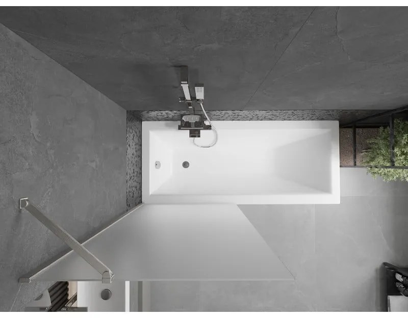 Mexen Next, 1-krídlová vaňová zástena 80 x 150 cm, 6mm sklo námraza, oceľová, 895-080-000-00-30-97