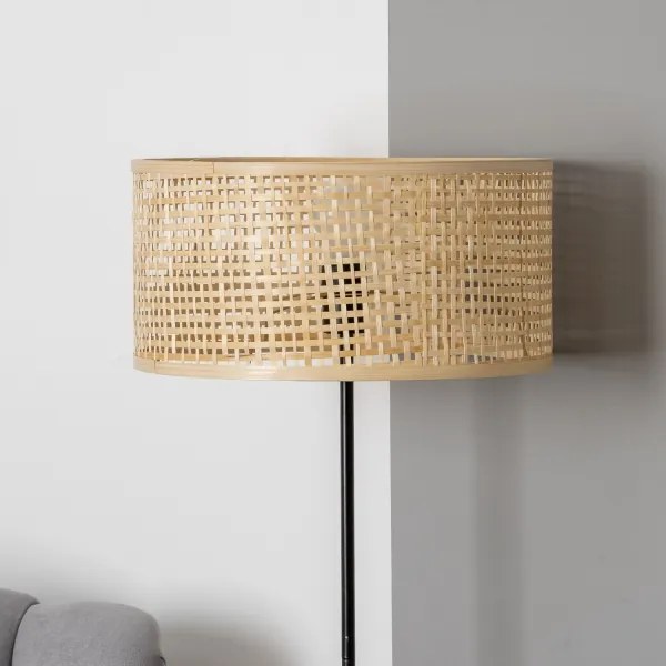 Brilagi - LED stojacia lampa CERIA 1xE27/40W/230V priemer 40 cm bambus/čierna