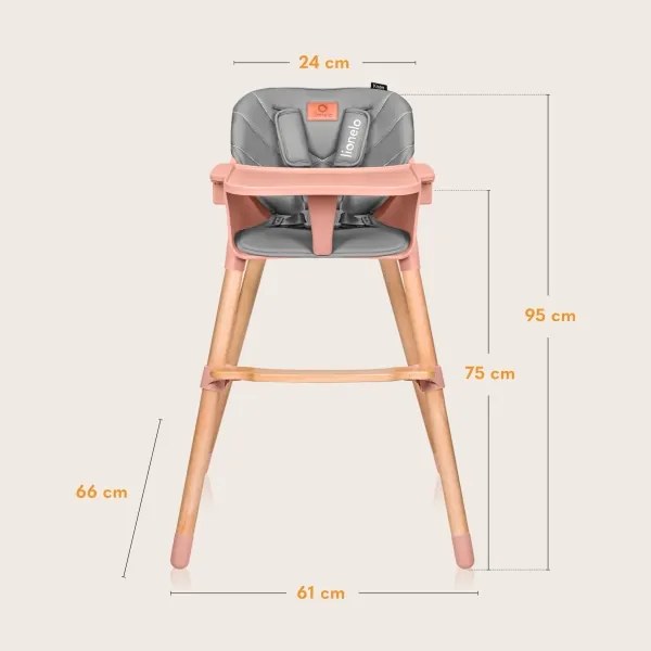 Lionelo - Detská jedálenská stolička 2 v 1 KOEN Pink Rose