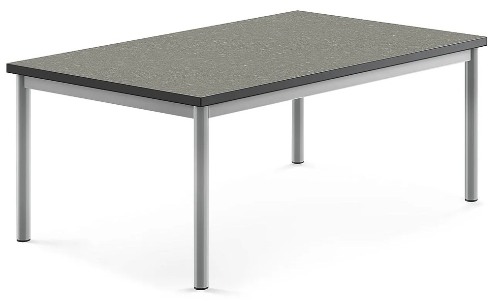 Stôl SONITUS, 1200x800x500 mm, linoleum - tmavošedá, strieborná