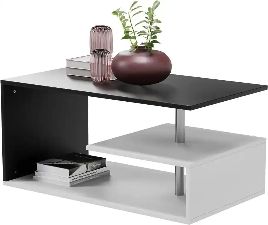 Konferenčný stolík, 90 x 50 x 41 cm, bielo/tmavo sivý | BIANO