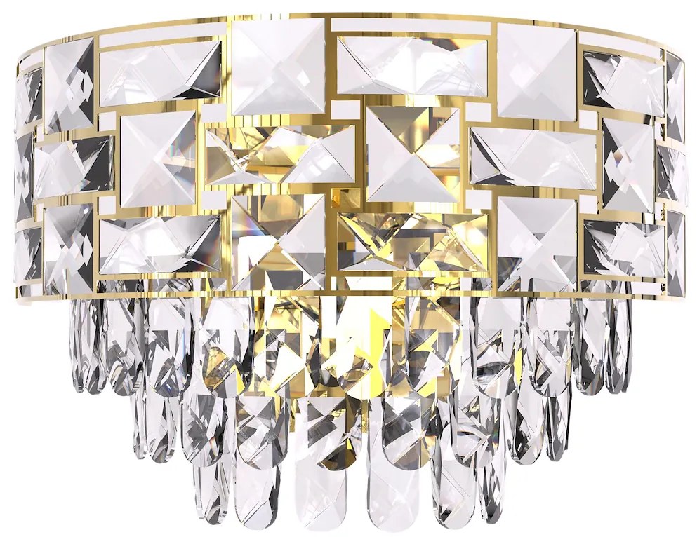 Nástenné svietidlo Luxuria, 1x krištáľové/zlaté kovové tienidlo