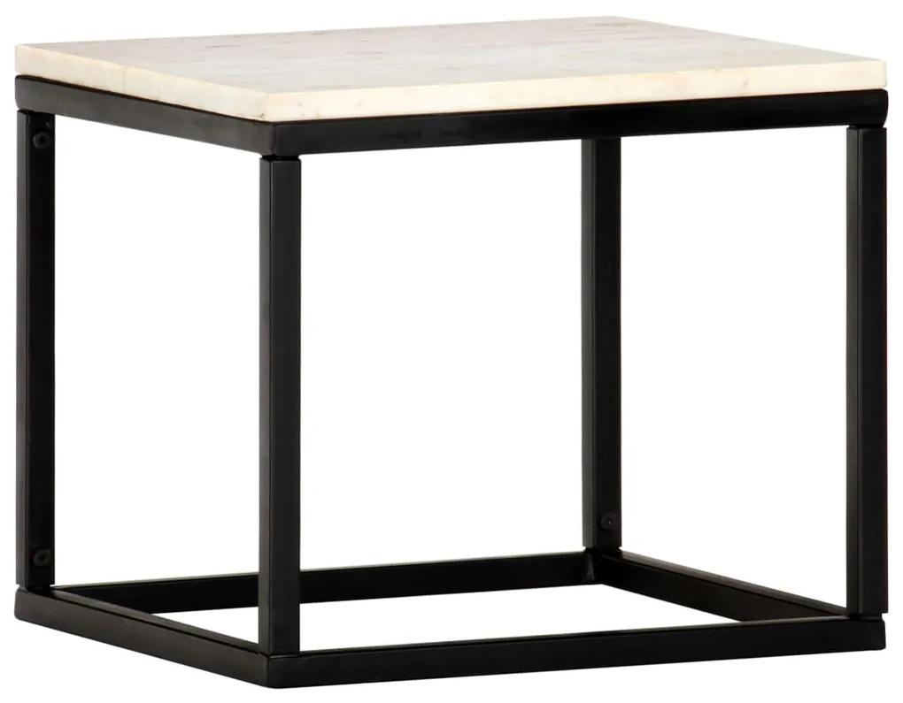 vidaXL Konferenčný stolík biely 40x40x35 cm pravý kameň s mramorovou textúrou
