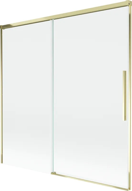 Mexen Rox, 2-krídlová posuvná vaňová zástena 160 x 150 cm, 8mm číre sklo, zlatý lesklý profil, 8C9-160-001-50-00