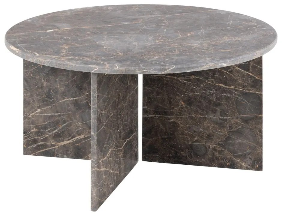 Sivý mramorový okrúhly konferenčný stolík ø 90 cm Vega – Actona