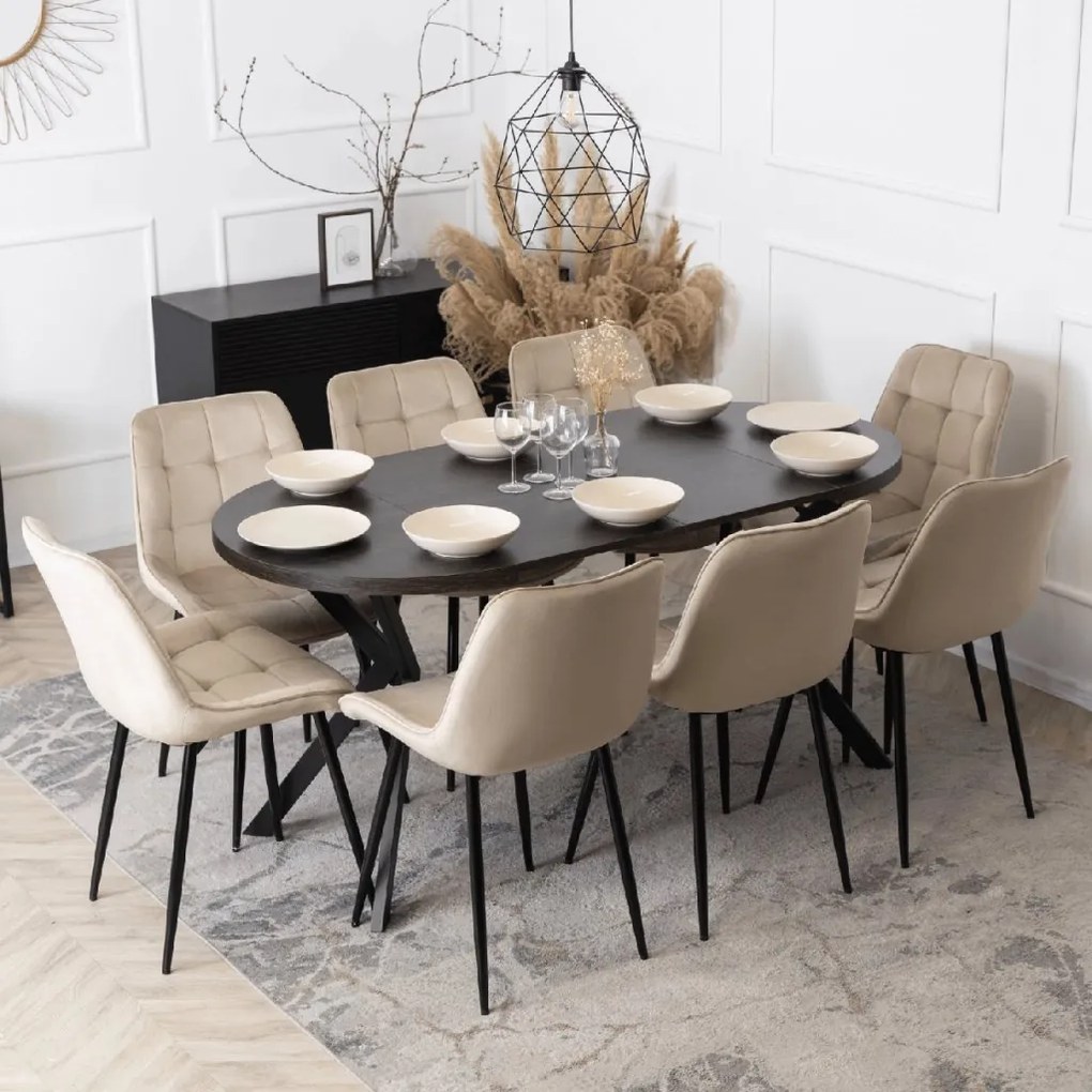 PROXIMA.store - Okrúhly rozkladací stôl DORIAN FARBA: čierna, FARBA NÔH: dub