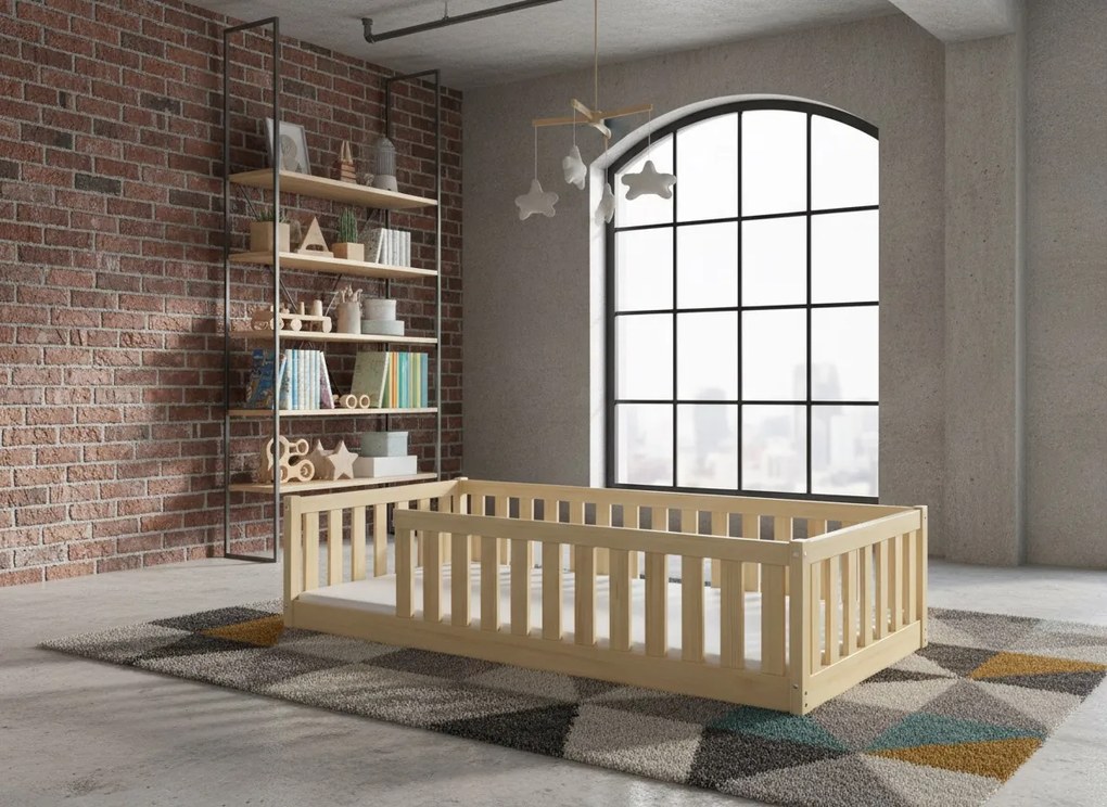 Posteľ BELLA SIMA 190x90 Montessori z masívu – prírodná borovica