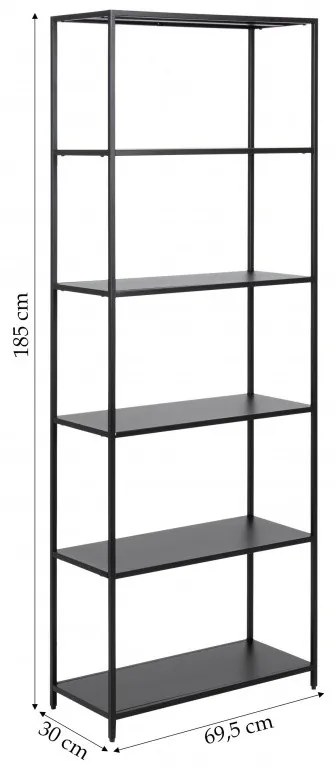Regál Newcastle 185 cm čierny