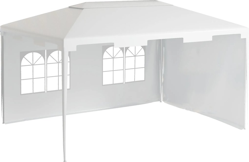 Záhradný altánok Outsunny 4x3 m Odnímateľná vonkajšia pergola s 2 bočnými panelmi, 2 oknami a anti-UV vodoodolným oceľovým rámom pre terasu a patio -
