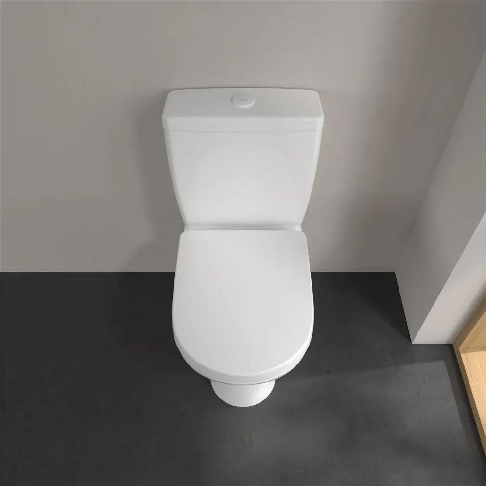 VILLEROY &amp; BOCH O.novo Compact WC misa kombi s hlbokým splachovaním bez vnútorného okraja, zadný odpad, 370 x 605 mm, biela alpská, s povrchom CeramicPlus, 5689R0R1