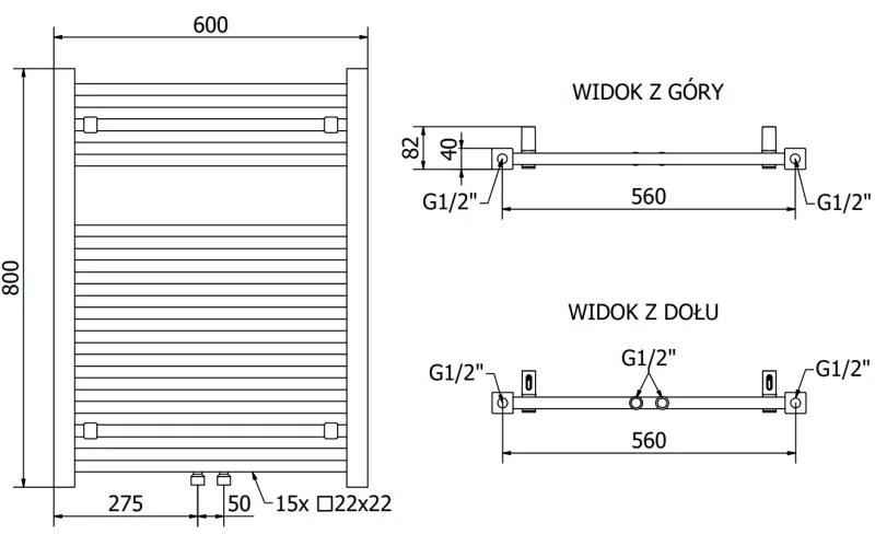 Mexen Pluton vykurovacie teleso 800 x 600 mm, 471 W, čierna, W106-0800-600-00-70