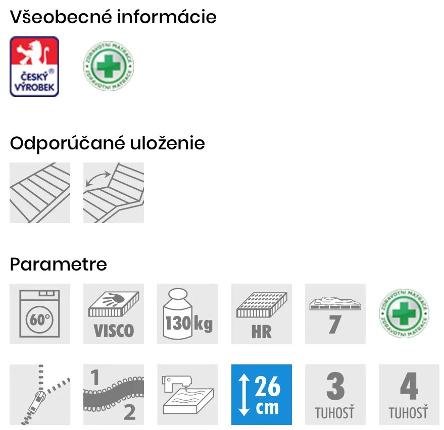 PROXIMA.store - Matrac TESSIE PLUS 26 ROZMERY: 90x195, VÝŠKA: 26 cm, TYP POŤAHU: DRY FAST