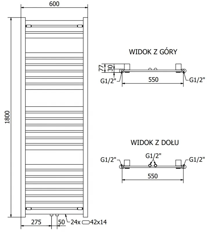 Mexen Uran, elektrické vykurovacie teleso 1800x600 mm + vykurovacia tyč 900 W, biela, W105-1800-600-2900-20