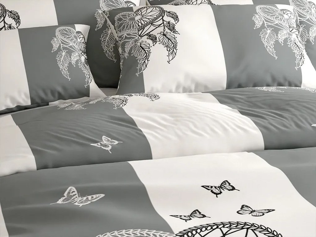 Flanelové obliečky TIRSO sivo-biele Rozmer obliečky: 2 ks 70 x 90 cm | 200 x 220 cm