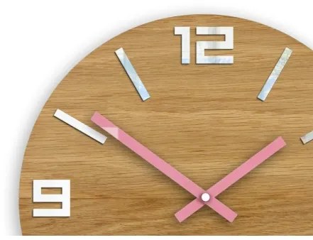 Sammer Moderné drevené hodiny ARABIC - biela/ružová 33 cm ArabicWoodWhitePink