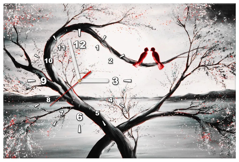 Gario Obraz s hodinami Vtáčia láska Rozmery: 30 x 30 cm