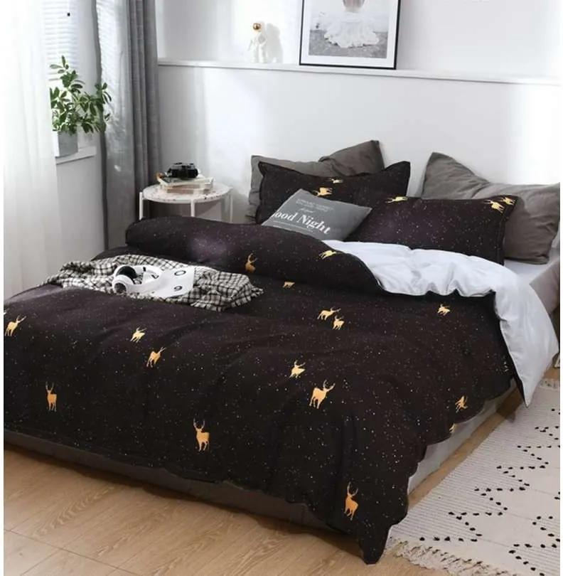 DomTextilu Čierne posteľné obliečky so zvieracím motívom 4 časti: 1ks 160  cmx200 + 2ks 70 cmx80 + plachta Čierna 38212-180532 | BIANO