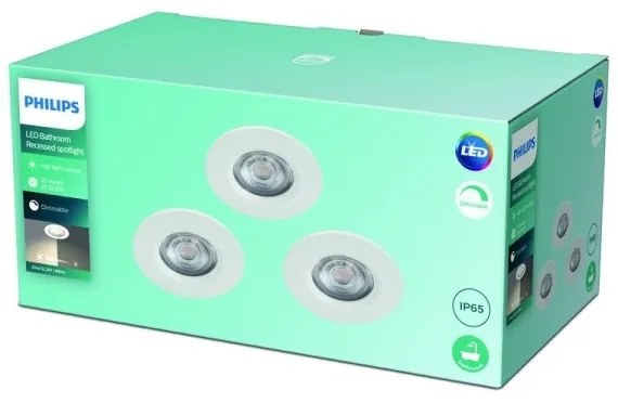 Philips - SADA 3x LED Stmievateľné kúpeľňové svietidlo LED/5W/230V 2700K IP65