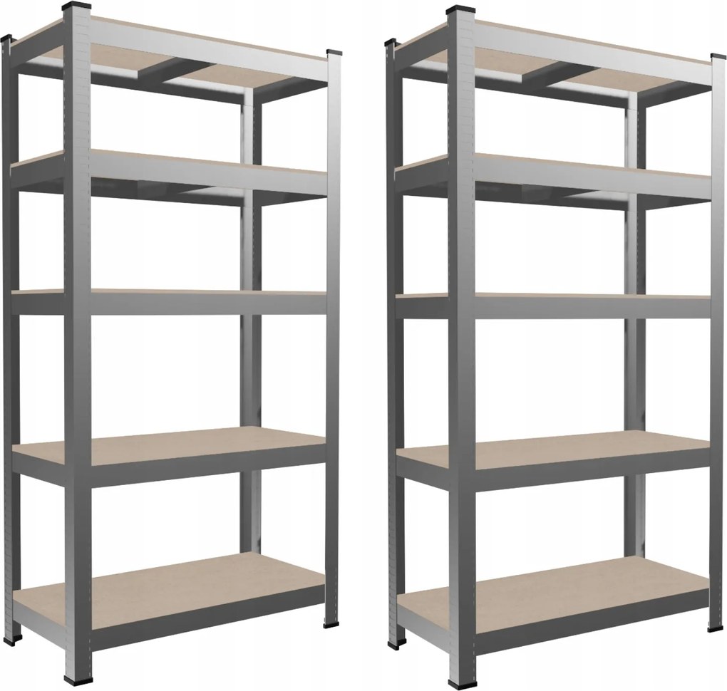 SADA DVÔCH 5-ÚROVŇOVÝCH POLIČIEK 180 x 90 x 40 CM NOSNOSŤ POLIČKY: 175 KG *2158