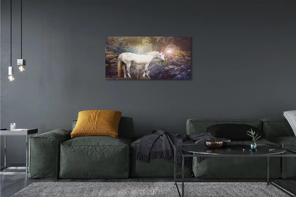 Obraz na plátne Unicorn v lese 125x50 cm