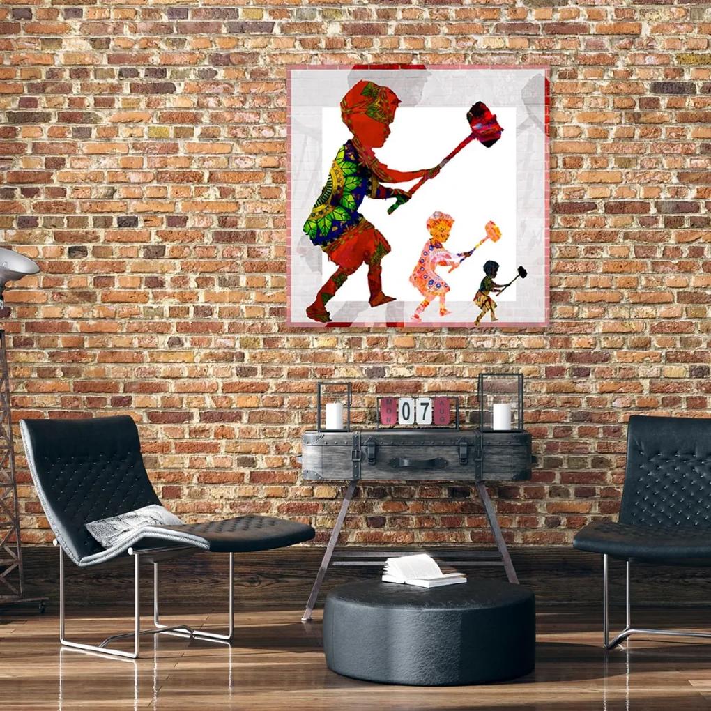 Obraz na plátně, Banksy Boy s kladivem - 60x60 cm