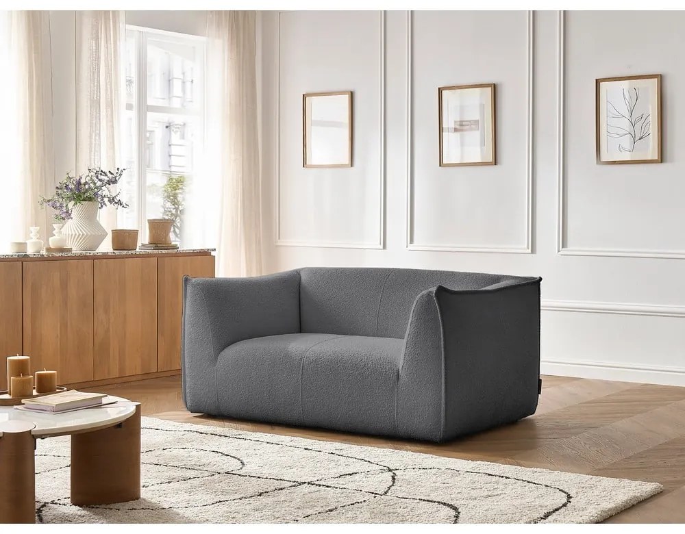 Tmavosivá pohovka z textílie buklé 170 cm Giorgia – Bobochic Paris